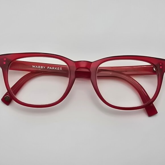 Warby Parker Preston 613 Maraschino Cherry Red Eyeglasses Frame w Case 49-20-140 - Picture 11 of 15